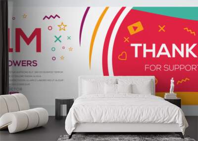 Creative Thank you (31Million, 31000000) followers celebration template design for social network and follower ,Vector illustration. Wall mural