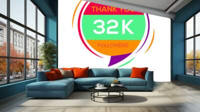 Creative Thank you (32k, 32000) followers celebration template design for social network and follower ,Vector illustration. Wall mural