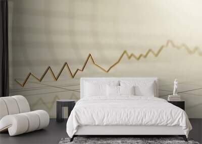 Clean and simple upward line graph on a light ivory background, showing market growth, minimalist approach. Wall mural