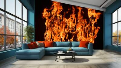 fire on a black background Wall mural