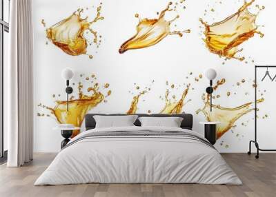 Set of 6 Oil splash in mid air isolated on white background Wall mural