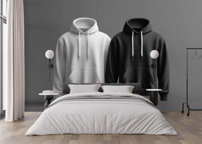 3D mockup of a white and black hoodie for men Wall mural