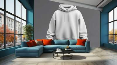 3D rendering and illustration of an oversized hooded sweatshirt mockup designed for print Wall mural