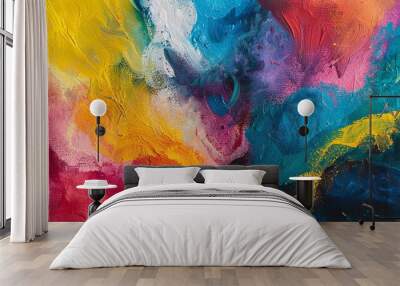 An oil pastel drawing features an abstract color background in fine art print with an impressionism style abstraction suitable for wall decor posters or surreal design boasting a Wall mural