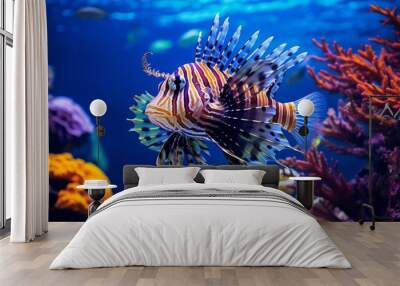 Creatures of the submerged ocean world Biological system Colorful tropical angle Life within the coral reef Wall mural