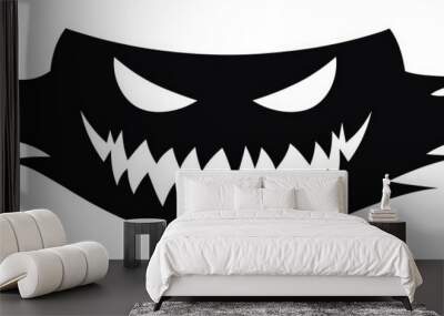 Minimalist vector illustration of a black Halloween monster face. Wall mural