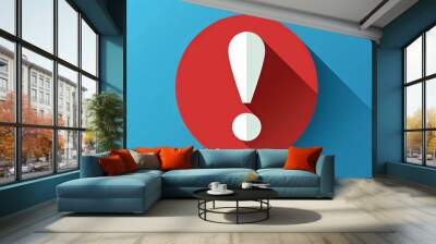 The vector icon portrays an exclamation mark, symbolizing attention. Wall mural