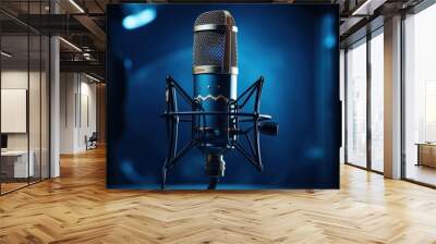 Detail to podcast microphone in the professional recording audio studio Wall mural