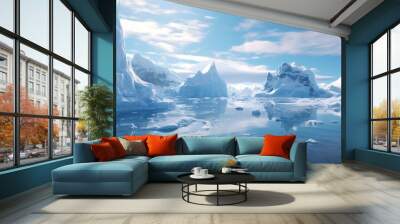 Process of ice melting glaciers during thaw, nature concept Wall mural