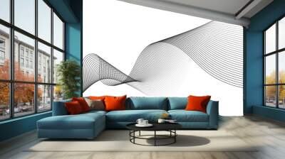 Abstract black wave with futuristic line art isolated banner design. Wall mural