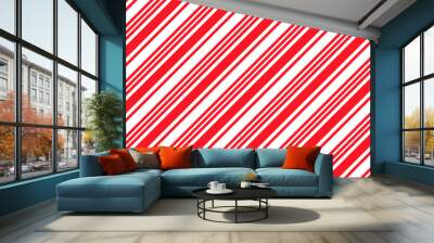 Seamless pattern with candy cane stripes. Christmas texture. Vector illustration. Wall mural