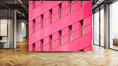 Closeup of red building office with lots of  pattern background Windows Wall mural