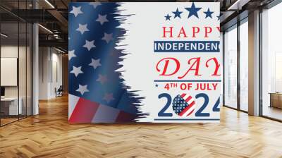 happy 4th of july 2024 with usa flag vector background for banner, poster, social media feed, happy independence day united states of america background. Wall mural