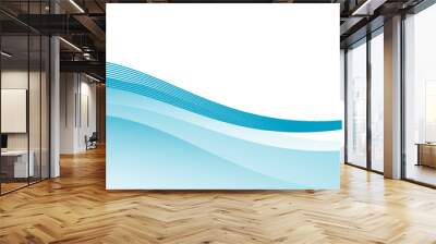 Abstract blue waves background, minimal waves design concept Wall mural