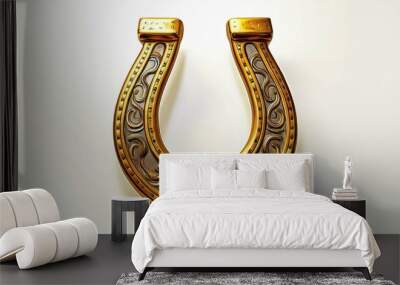 golden horseshoe isolated on white Wall mural