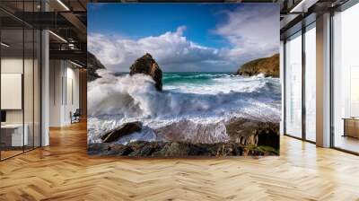 waves breaking on rocks Wall mural