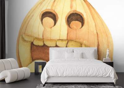 Pumpkin for Halloween. Watercolor illustration. Wall mural