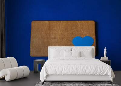 blue background with heart and place for text, for Valentine's day Wall mural