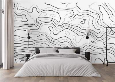 background illustration, contour line topographic map png no background Wall mural