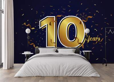 10 year anniversary gold number Wall mural