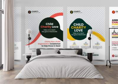 kids charity flyer design donation social banner poster template  Wall mural