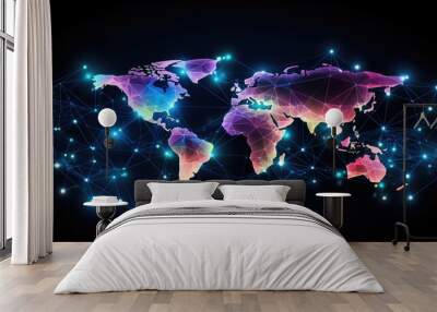 Internet World Wide Web Abstract Map Background Wall mural