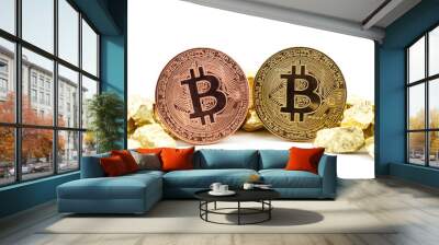 Business concept.Golden Bitcoin Coin digital currency use instead of trading / exchanging. Money in the future.. Wall mural