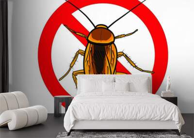 anti cockroach symbol and sign for illustration and prohibition design in editable vector format Wall mural