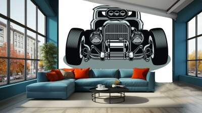 Classic car in grayscale in outline mode design illustration in vector design 1 Wall mural