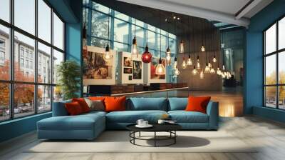 Gallery Interior with Hanging Light Bulbs Wall mural