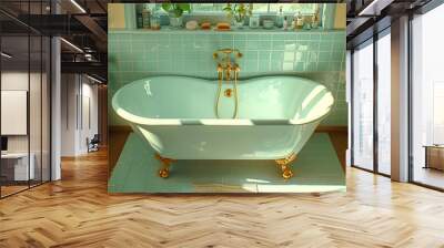 Vintage Bathroom with Freestanding Tub Wall mural