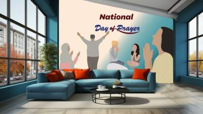 National Day of Prayer. Religion Holiday concept. Poster with text inscription. copy space. Wall mural