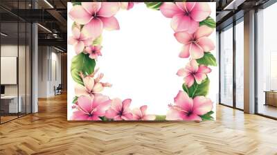 border frame hawaiian luau flowers pink Wall mural