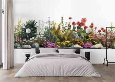 flowerbed in a garden isolated on transparent background Wall mural