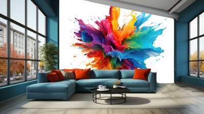 Rainbow color paint splash wallpaper . Generative AI Wall mural