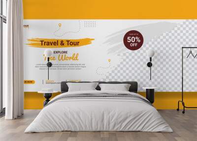 Travel and tour social media cover or web banner template Wall mural