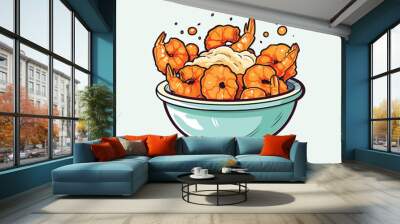 fried shrimp clip art illustration for menu, poster, web Wall mural