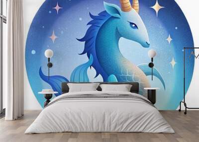 Capricorn horoscope zodiac sign illustration, cosmic background. Wall mural