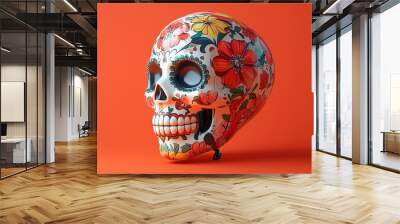 Dia de los murtos mexican skull shaped foil balloon  Wall mural