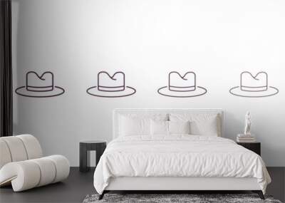 men hat outline icon. Linear vector from clothes concept. 6 different line style men hat icon included thin, light, regular, medium, bold, black Wall mural