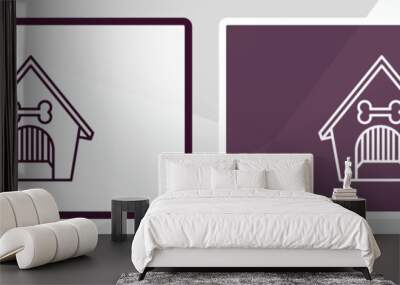 pet house  outline icon. Linear vector from furniture concept. Thin line white and black pet house  icon isolated on white and dark background Wall mural