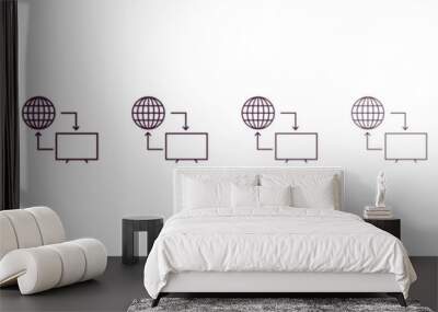 remote access outline icon. Linear vector from internet security concept. 6 different line style remote access icon included thin, light, regular, medium, bold, black Wall mural