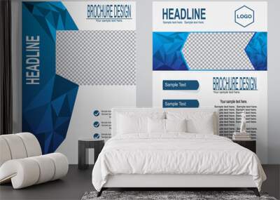 Brochure template, Flyer design,  blue color abstract vector bac Wall mural