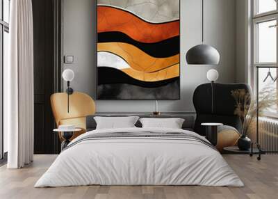 Modern Elegance: Abstract Terra Artwork in Chic Interiors Orange Black Wall mural