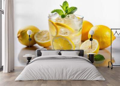 Lemon lime with soda in the glass Wall mural