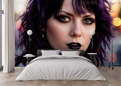 Female goth girl woman rockstar emo style Wall mural