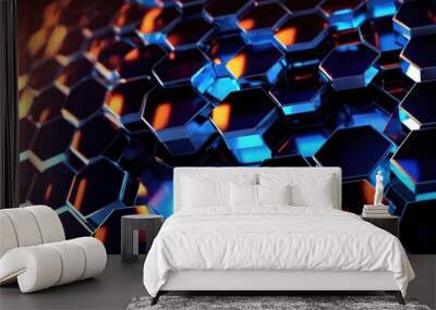 Futuristic technology hexagon pattern glowing glossy abstract background texture background wallpaper Wall mural