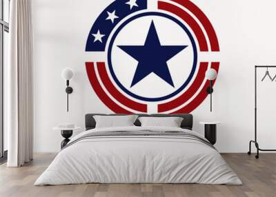 American label sign illustration. USA patriotic symbol vector template. Wall mural