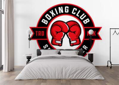 boxing vector graphic template. sport boxer illustration in badge style. Wall mural