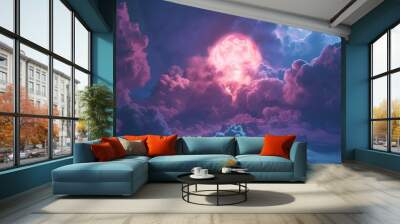 A nuclear detonation shatters the core of the city, marking the onset of the apocalypse. A realistic digital depiction with a fantastical setting. Artistic concept. Wall mural